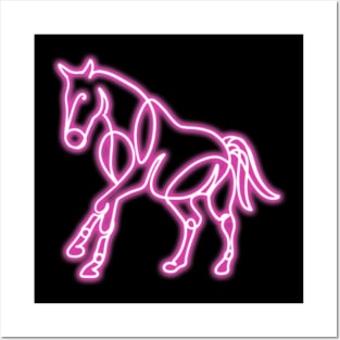 Running Neon Horse Posters and Art